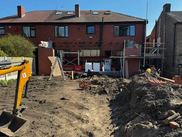 Excavation and early groundwork following completion of the rear extension
