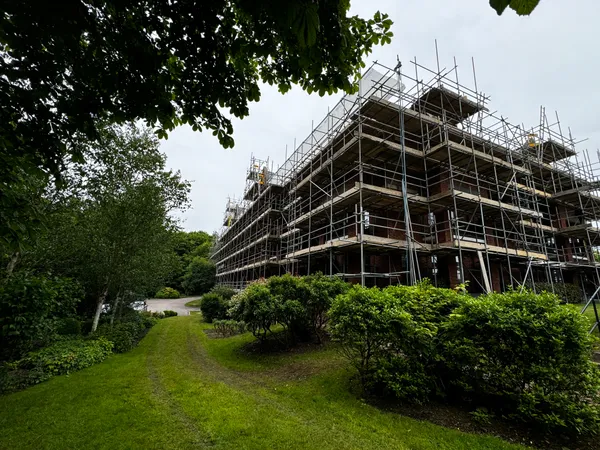 Scaffolding erected for roofing and reinstatement works