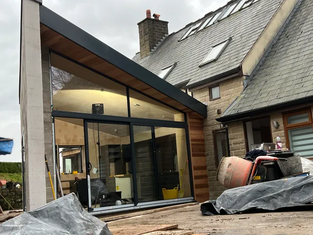 Extension exterior, cladding nearing completion