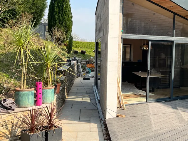 Completed exterior with established garden