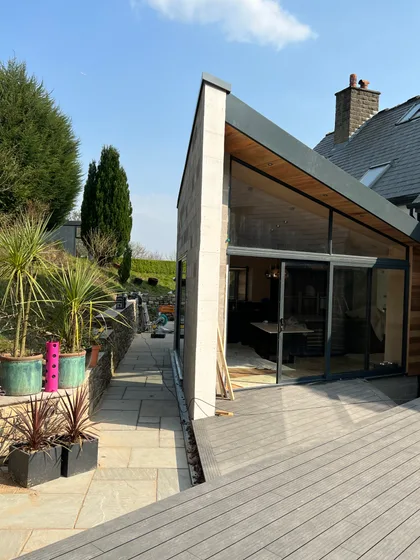 The completed extension from the garden