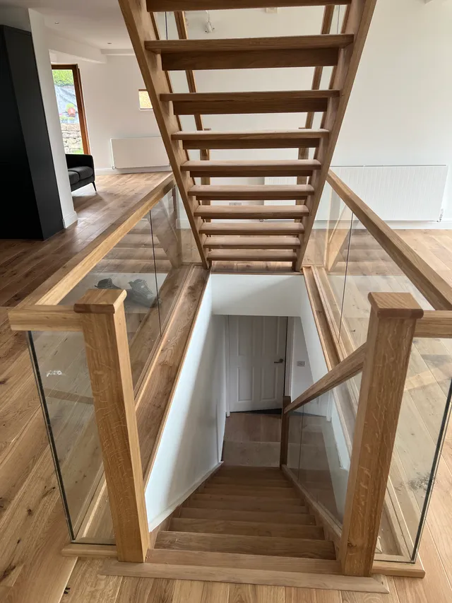 Staircase viewed from the upper floor