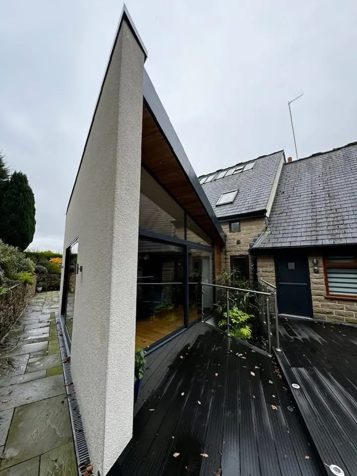 The completed extension — side profile showing the extension's distinctive shape