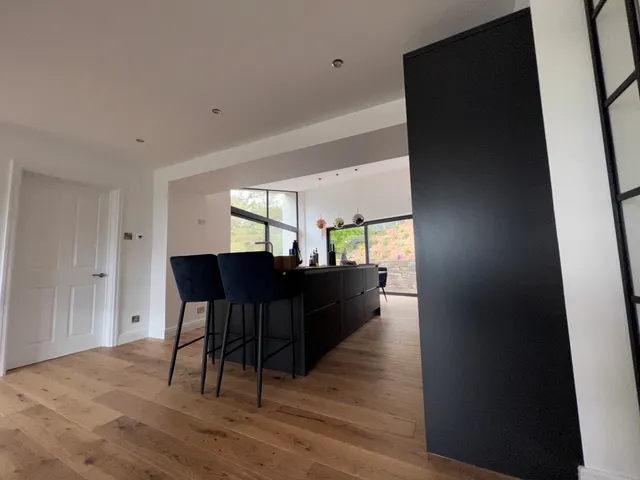 Completed open-plan kitchen and living space